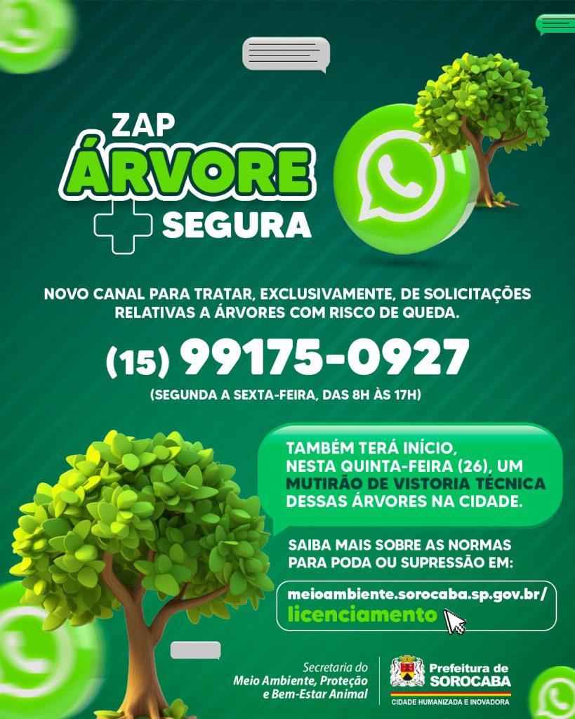 SOROCABA - Prefeitura de Sorocaba disponibiliza novo canal com a população para atender exclusivamente árvores com risco de queda