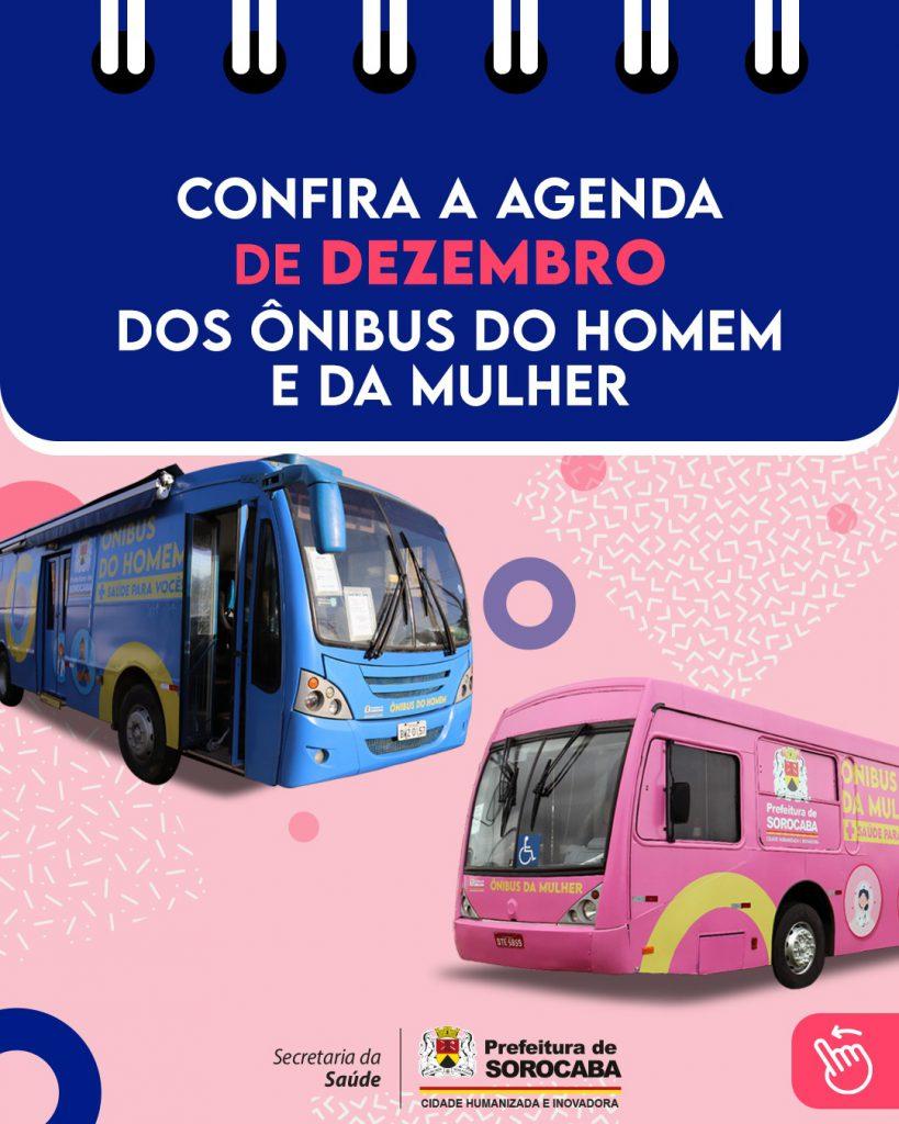 SOROCABA - Prefeitura de Sorocaba divulga agenda de dezembro dos Ônibus Azul e Rosa da Saúde