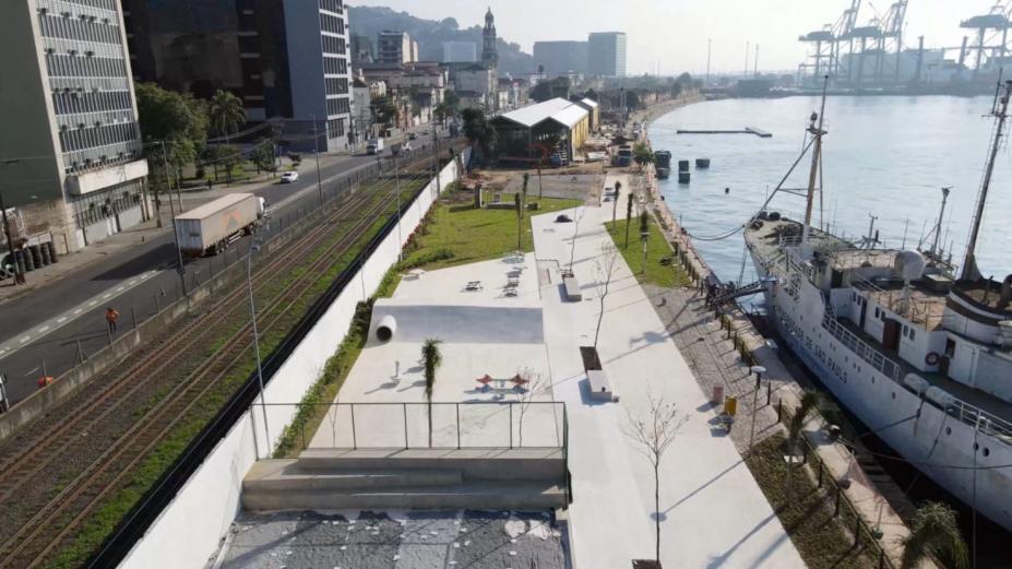 Obras da primeira fase do Parque Valongo, em Santos, entram na reta final