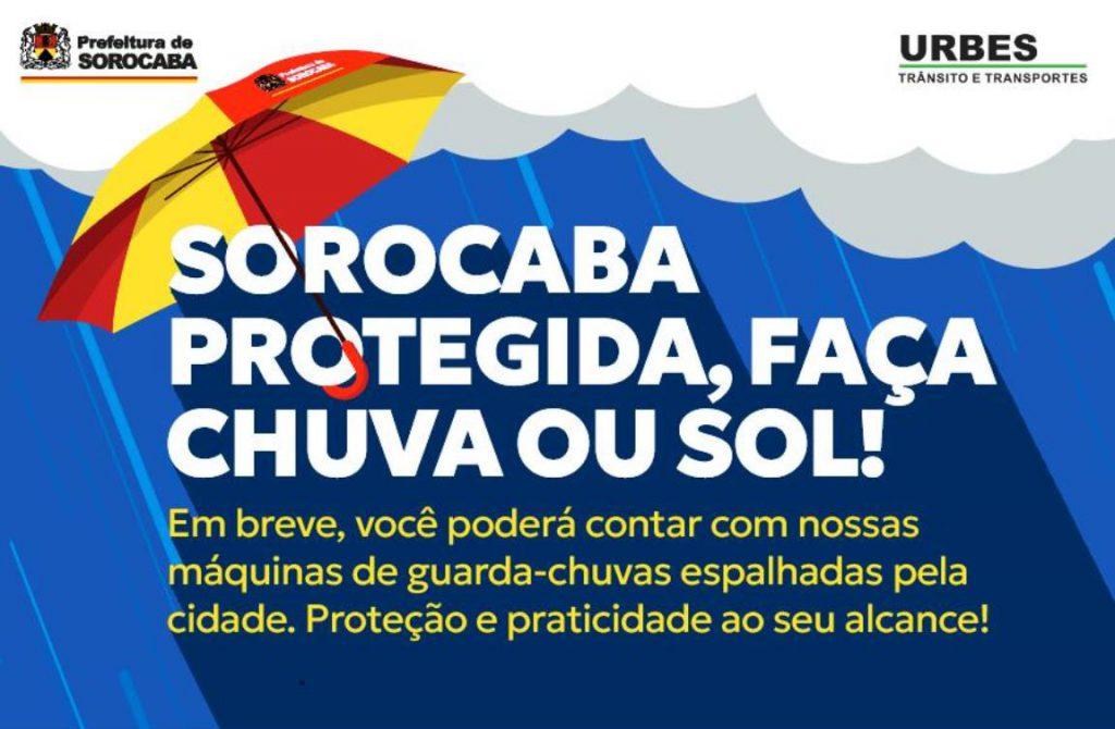 Sorocaba terá máquinas com guarda-chuvas grátis para a população a partir de janeiro