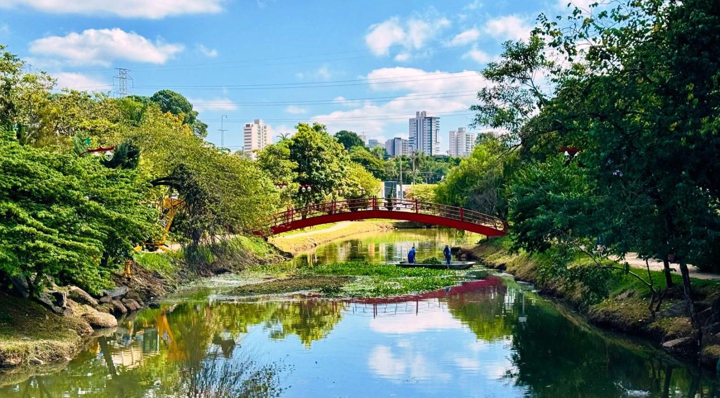 Saae/Sorocaba finaliza limpeza de bacia de contenção no Parque Kasato Maru