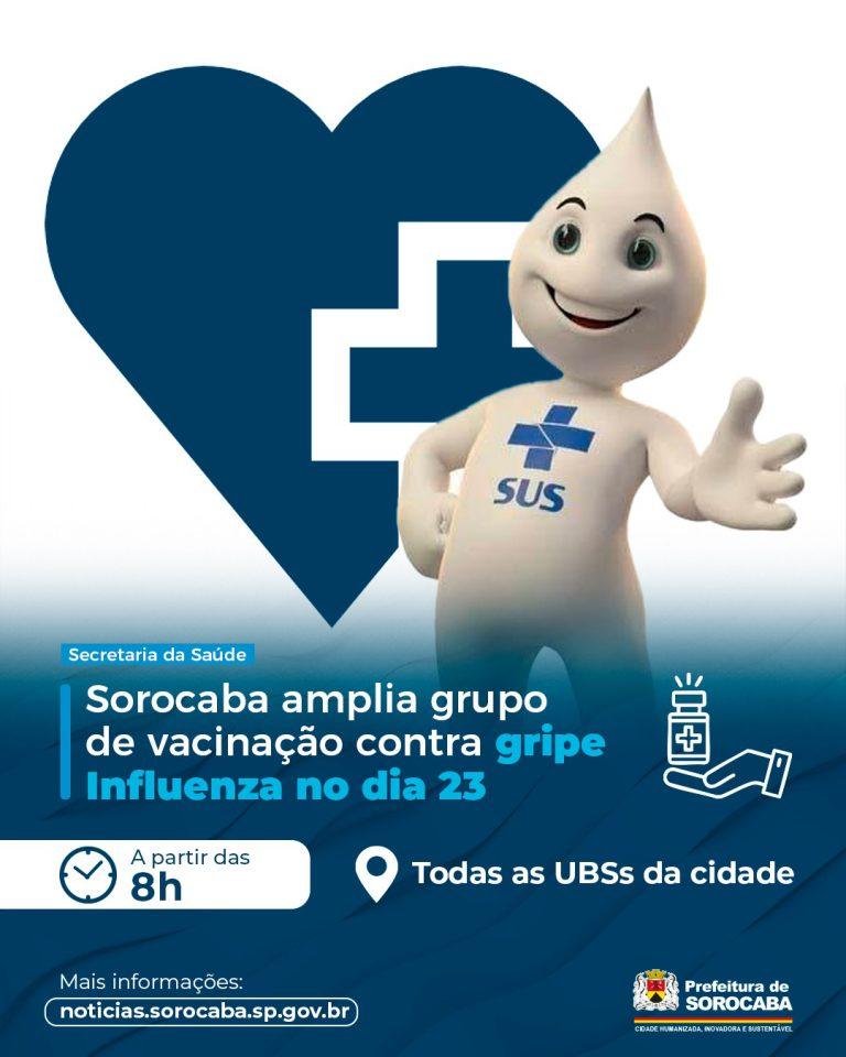 Sorocaba amplia grupo de vacinação contra gripe Influenza no dia 23 de abril