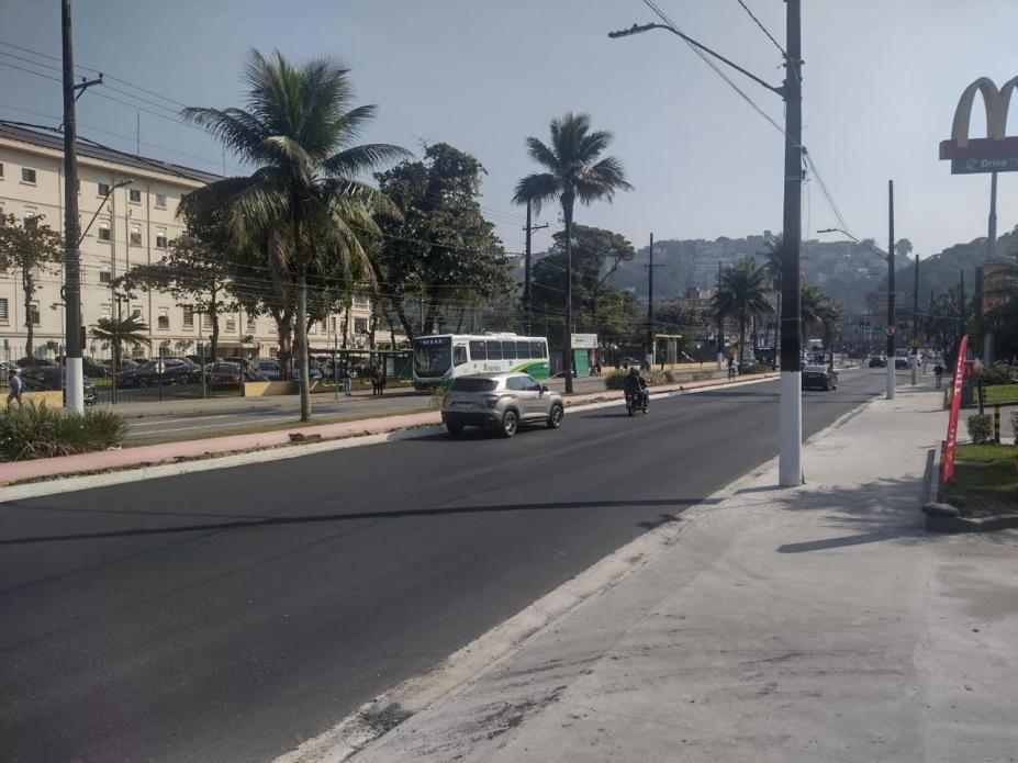 Avenida em Santos já conta com nova pavimentação e melhorias de infraestrutura