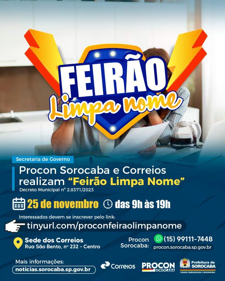 Procon Sorocaba e Correios realizam “Feirão Limpa Nome” em 25 de novembro