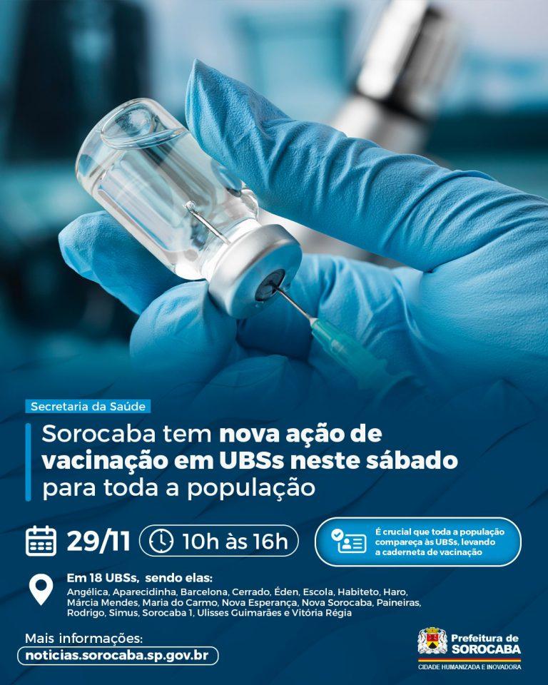 Sorocaba promove ação de vacinação em 18 UBSs neste sábado (29) para toda população