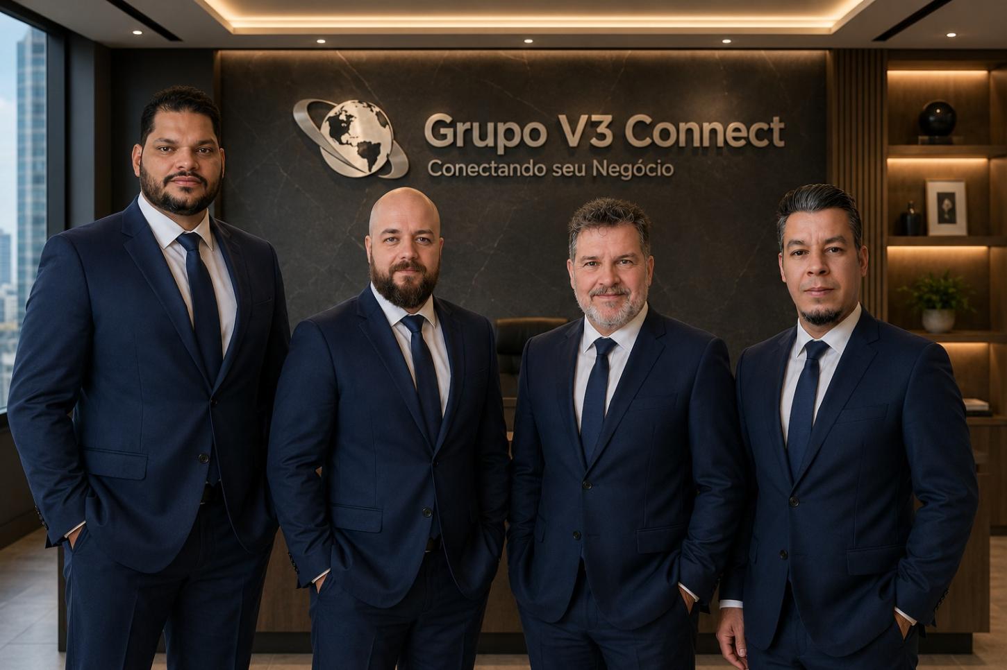 Laércio Andrade, Rodrigo Barbieri, Zeka Bocardi e Davi Junior. A Segurança Urbana é o foco do Grupo V3 Connect.