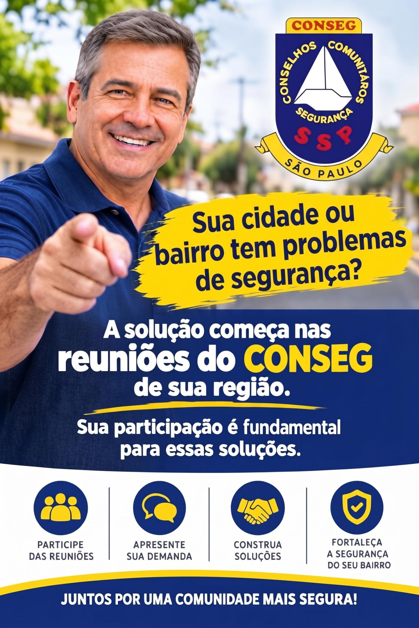 CONSEGs fortalecem a união entre comunidade e forças de segurança para solucionar problemas em bairros e cidades da região