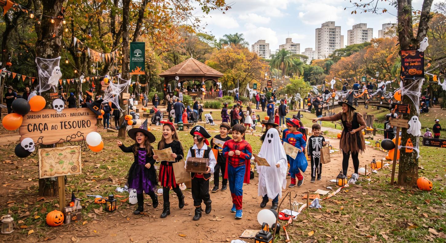 Jardim das Perdizes promove Halloween com caça ao tesouro, música e gastronomia