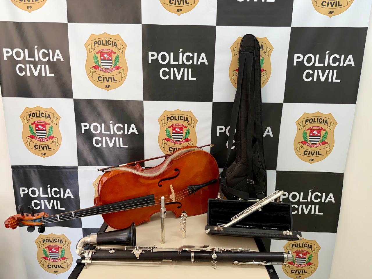 Polícia Civil de Araçoiaba da Serra recupera instrumentos musicais furtados