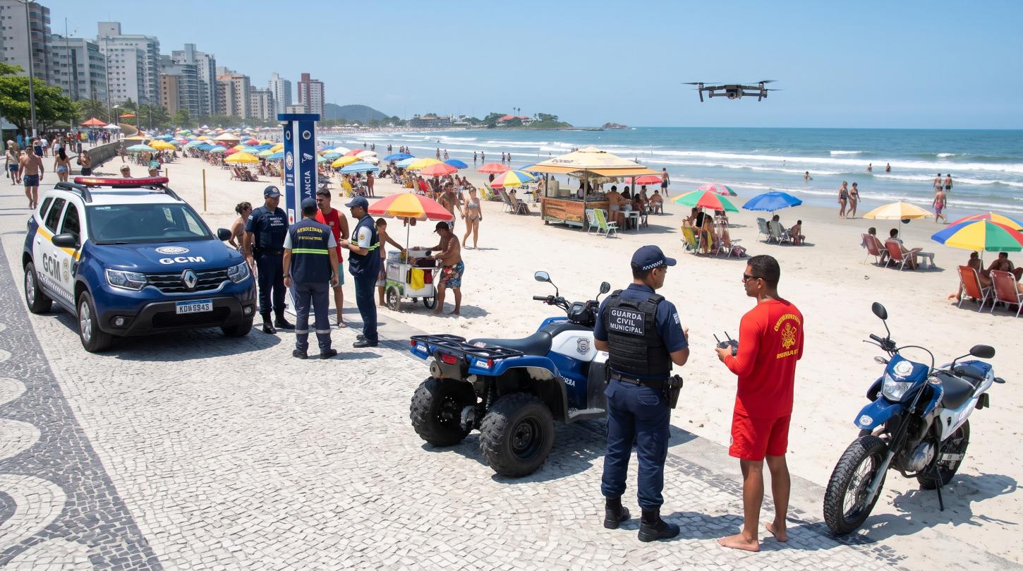 Praia Grande blinda orla com tecnologia e cerco eletrônico inteligente para a chegada de turistas
