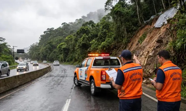 Defesa Civil de Ubatuba entra em estado de atenção e emite alerta para chuvas intensas no feriado prolongado