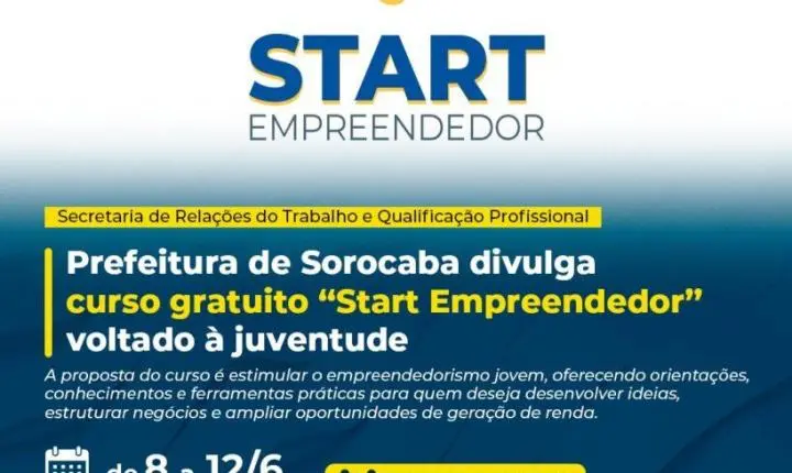 O “Start Empreendedor” é uma iniciativa gratuita voltada a jovens que possuem ou desejam abrir o próprio negócio, realizada pela Secretaria Nacional de Juventude e pelo Instituto Nacional de Desenvolvimento Socioeconômico (INDS). 