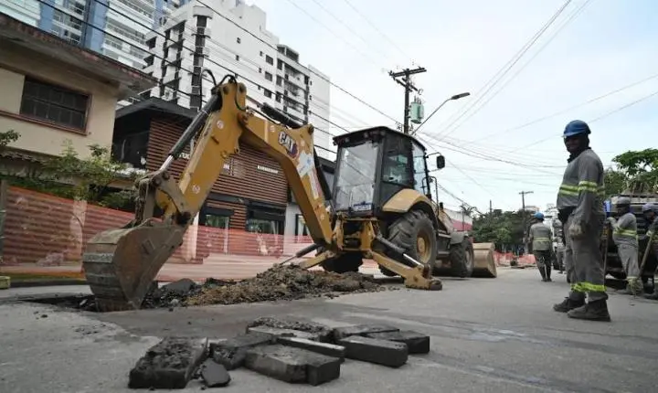 Reurbanização de via na Aparecida, em Santos, entra em nova etapa com mudanças no trânsito